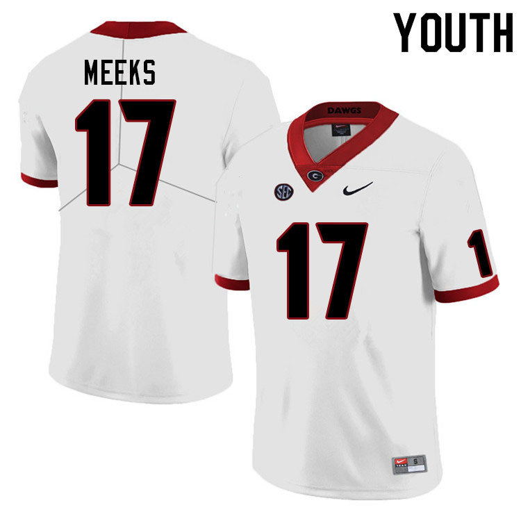 Georgia Bulldogs Youth Jackson Meeks #17 White Stitched College UGA Football Jersey 23OB011IN